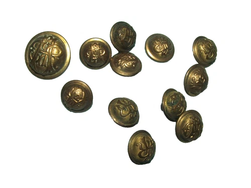 GAR Buttons, 1 Large, 11 Small, Scovill Backmarks
