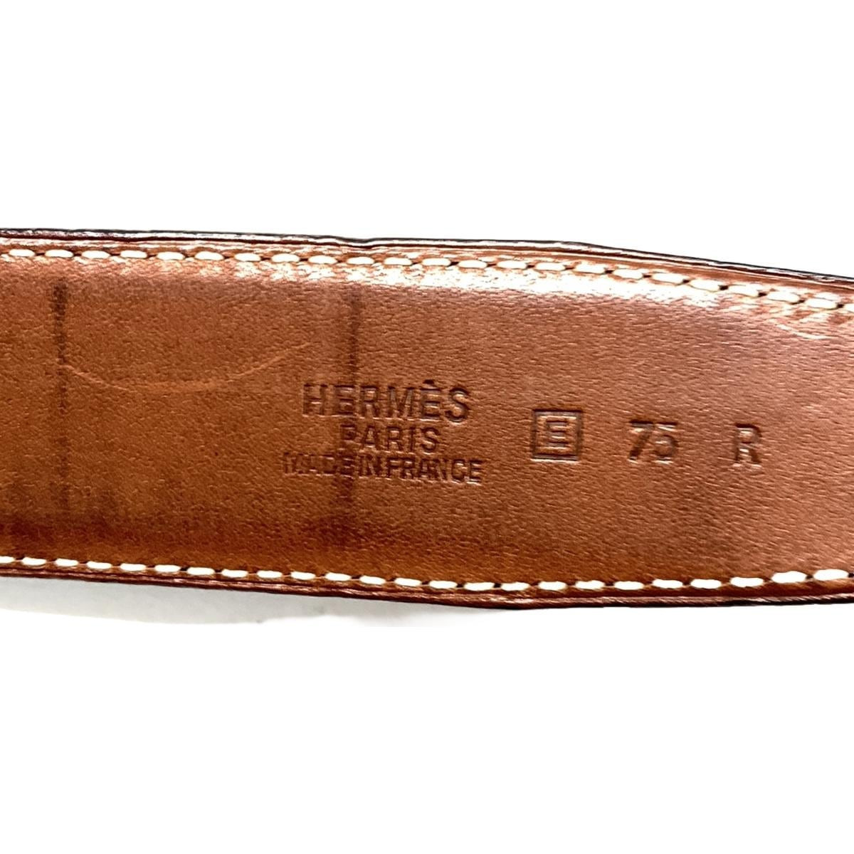 Auth HERMES H Belt - Black Gold Box Calf Hardware Square E Auth HERMES H Belt - Black Gold Box Calf Hardware Square E