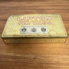Vintage Lipton Orange Pekoe & Pekoe Tea Bags 15 Count Tin Empty Advertising Box