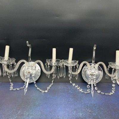 Pair Crystal Wall Sconce Chrome Finish Elegant Modern Candle Style Fixtures READ