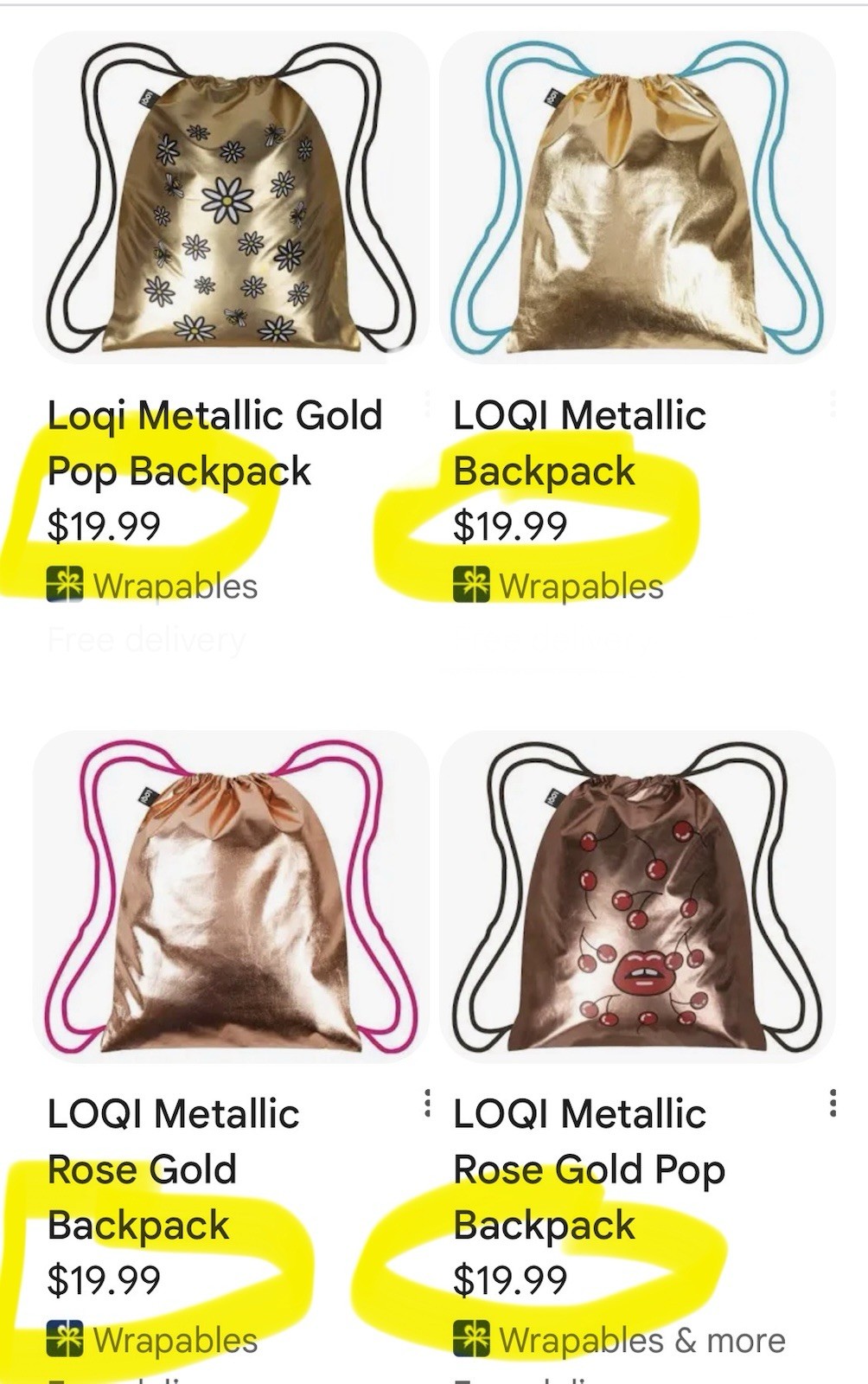 💐  LOQI  Drawstring Knapsack Backpack 🎒 Metalli… - image 2