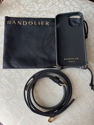 Bandolier Black Leather Crossbody iPhone 15 Case BANDOLIER