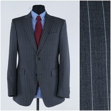Mens Blazer Striped Grey 40R US Size DEN HAAG Wool Sport Coat Jacket