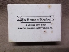 VINTAGE COLLECTIBLE HOUSE OF BENDER GIFT SHOP LINCOLN GETTYSBURG PA EMPTY BOX