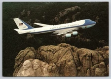 Boeing VC-25A Air Force One Over Mount Rushmore Photochrome Postcard