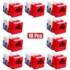 10 Pcs Cat5E RJ45 Ethernet LAN Network Keystone Jack 110 Punch Down Snap In Red