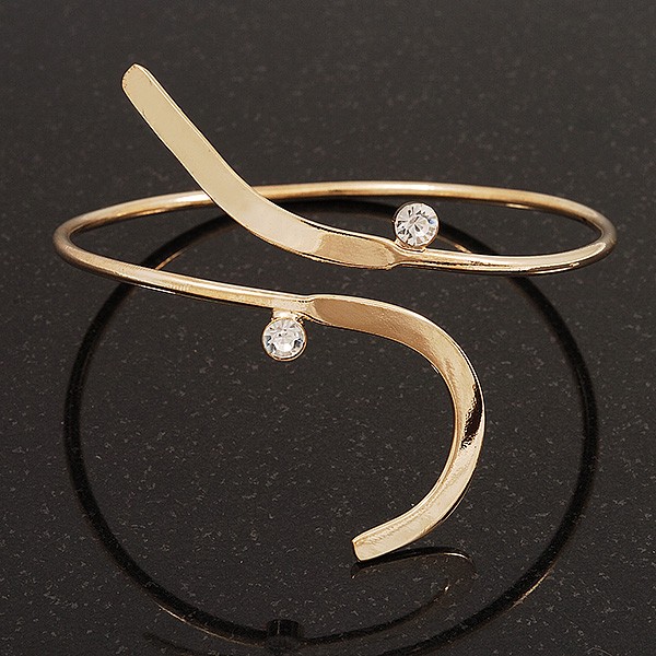 Gold Plated 'Zig-Zag' Armlet Bangle - up to 27.5cm upper arm