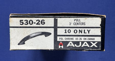 Vintage Ajax Cabinet Drawer Pull Handles 530-26 Set of 8   MCM Chrome NOS Sealed