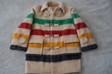 VTG Hudson Bay Wool Blanket Coat Ivory Multicolored Point Women's XXS Canada