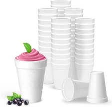 16 Oz Disposable Foam Cups (50 Pack), White Foam Insulates Hot & Cold Beverages,