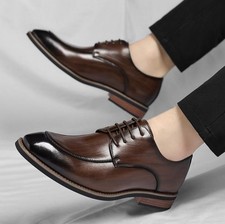 Retro Men's Lace Up Pointed Toe Oxfords Dress Work Casual Business Wedding Shoes