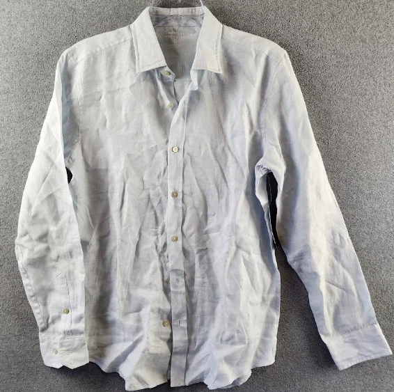 The Men's Store Bloomingdale's Yarn-Dyed Standard Fit Linen Shirt S Ballad Blue