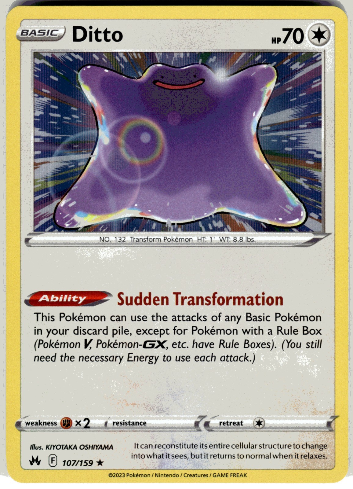 Ditto 107 Holo R Crown Zenith Pokemon Holo Near Mint