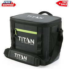 Titan by Arctic Zone 12 Can Welded Soft Cooler Black Green Leakproof