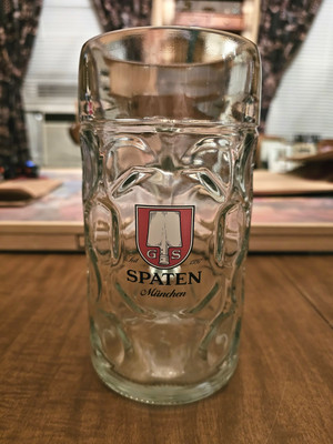 Spaten München 1 Liter Dimpled Glass German Beer Stein