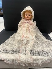 Vintage Sheer Floral Lace Baby Christening/Baptism Gown Dress Matching Bonnet
