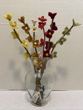 New*Gry & Sif Handmade Felt 17" Mint Green Flowers on Stalk/Floral Stem/Pick