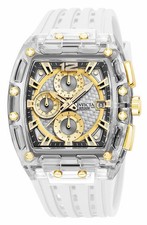 Invicta S1 Rally 70147 Men's 42mm Transparent Case Gold White Silicone Watch