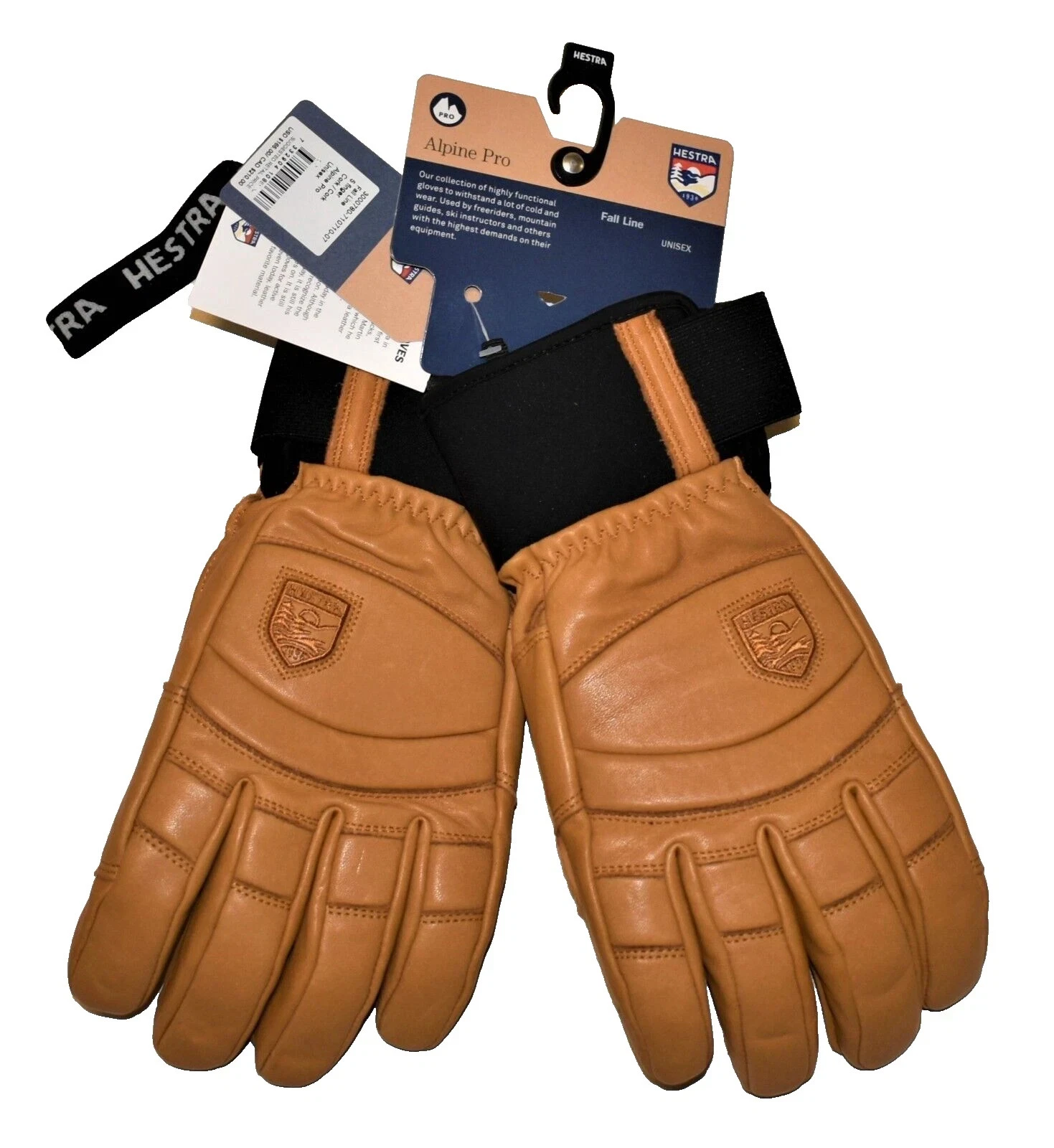 Hestra Fall Line Alpine Pro Leather 5 Finger Ski Gloves Color Brown 6 - X-Small