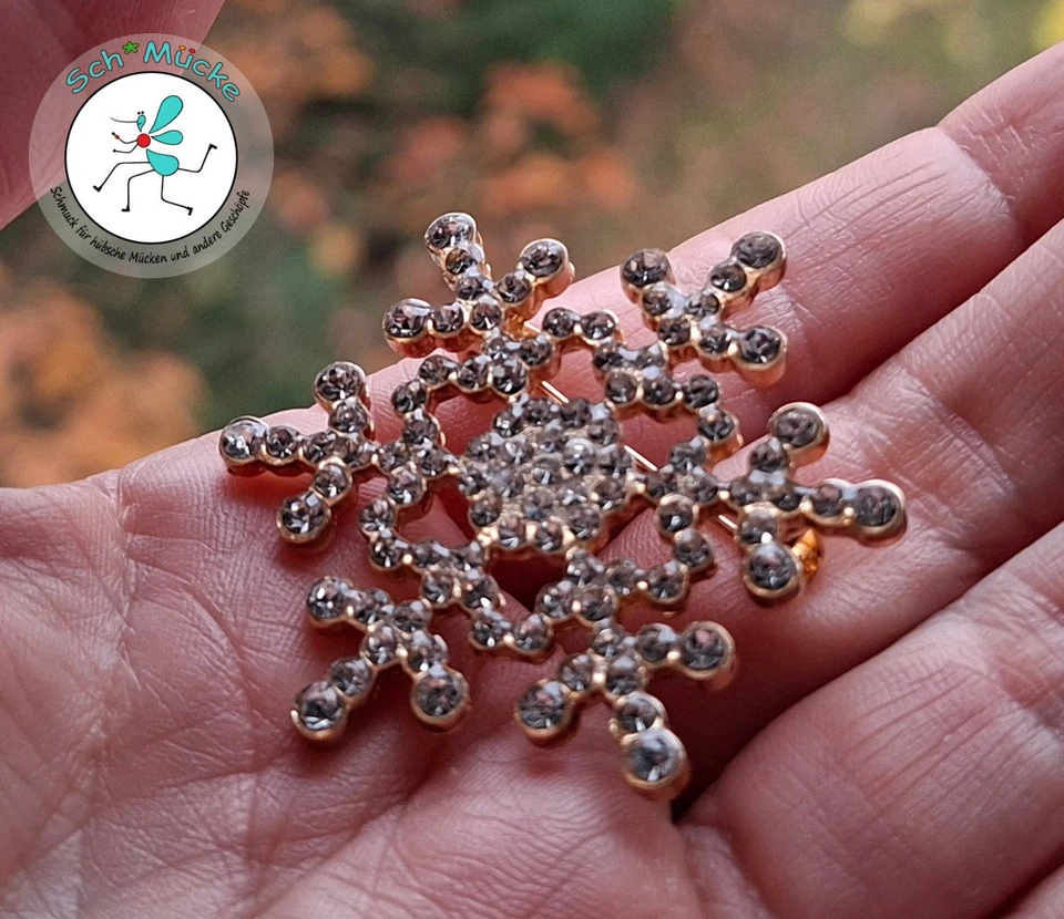 Brosche Weihnachten Schneeflocke Retro Advent Feier Glücksbringer Geschenkidee - Bild 2 von 2