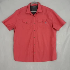 Hi-Tec Shirt Men's 2XL Red Short Sleeve Button Front Mesh Lined Chest Pockets