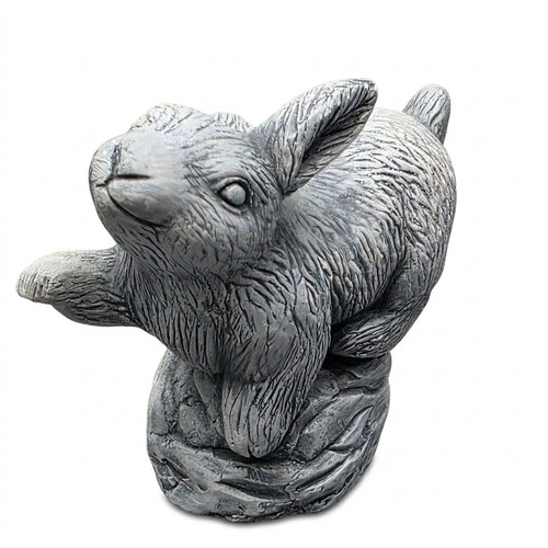 M Vintage The Stone Bunny Inc Telle M Stein Rabbit Figurine Cast Stone Gray 3