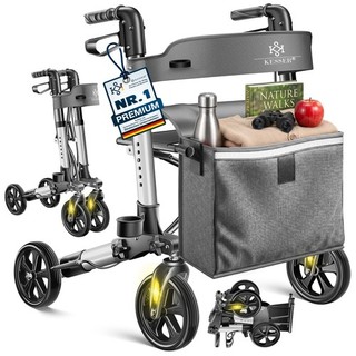 RETOURE Rollator Gehwagen Gehhilfe klappbar Alu Rollator Leicht Laufhilfe