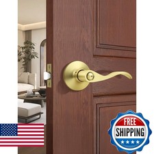 Mengico Gold Privacy Door Lever 1 Pack Reversible Wave Lever Handle