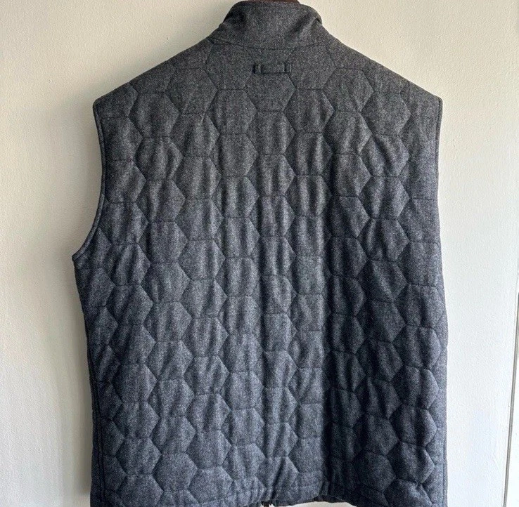 Chaleco de lana de cuero acolchado carbón Isaia EU52 Foto 4 de 4