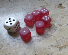 Chessex Frosted Red 6x d6 pips 12 mm - OOP dice