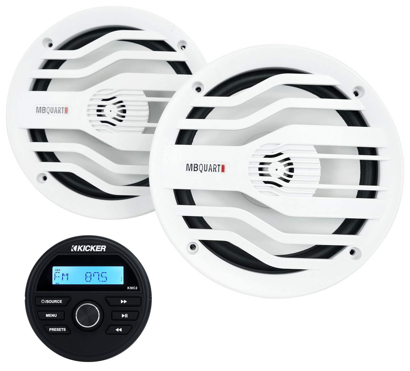 Морской Bluetooth-приемник Kicker KMC2 2 Белые колонки емкостью 65 кварт