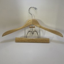 Vintage Wooden Suit Hanger with Pants Clip, 18" Sturdy Lite Brown Made To Last