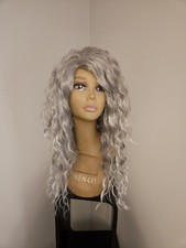 WOMEN'S OMBRE GRAY SILVER SUPER CURLY VOLUMINOUS LONG HAIR WIG