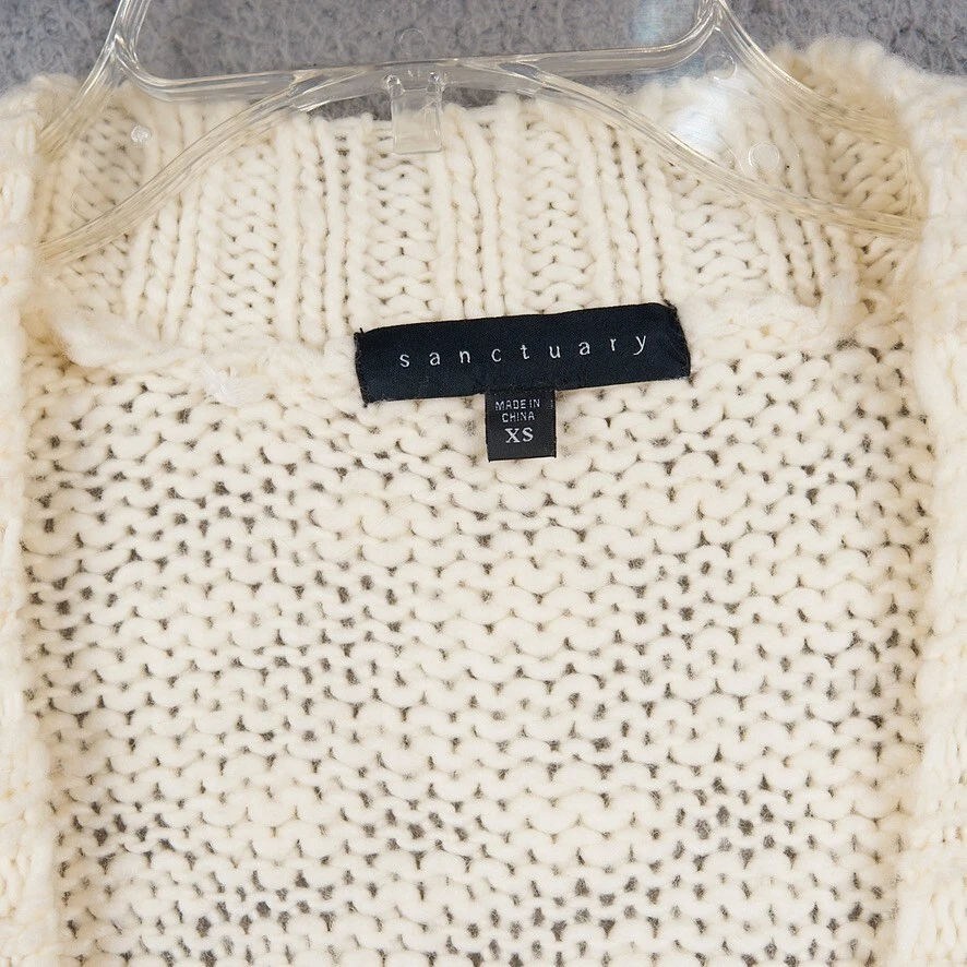 Cárdigan Sanctuary para mujer XS marfil grueso tejido mezcla de lana de gran tamaño Foto 2 de 4