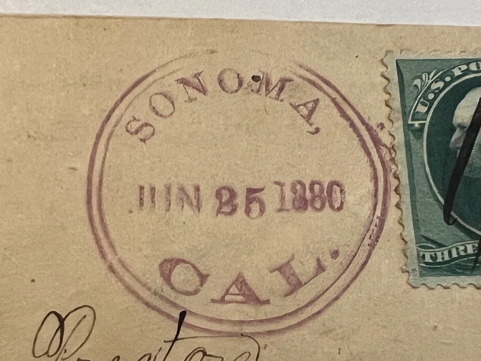1880 SONOMA CALIFORNIA DOUBLE CIRCLE PURPLE SON FANCY CANCEL COVER TO CLOVERDALE - Image 2 of 3