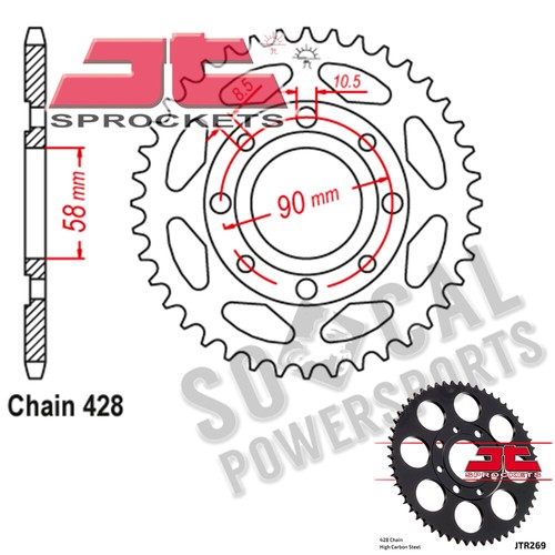 JT Sprockets Steel Rear Sprocket 428 Pitch 35 Tooth Honda XL100 (1974