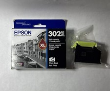 Lot of 2 OEM Sealed New Epson 302XL  New Sealed 302 Black Ink Cartridge 3/2024