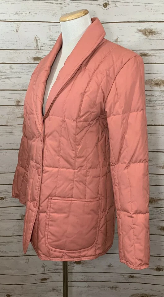 Abrigo chaqueta acolchada de plumón de pato rosa ciervo blanco vintage para mujer talla 6 Foto 4 de 4