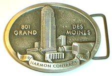 1989-1990 Harmon Contract 801 Grand Tallest Building Des Moines Iowa Belt Buckle