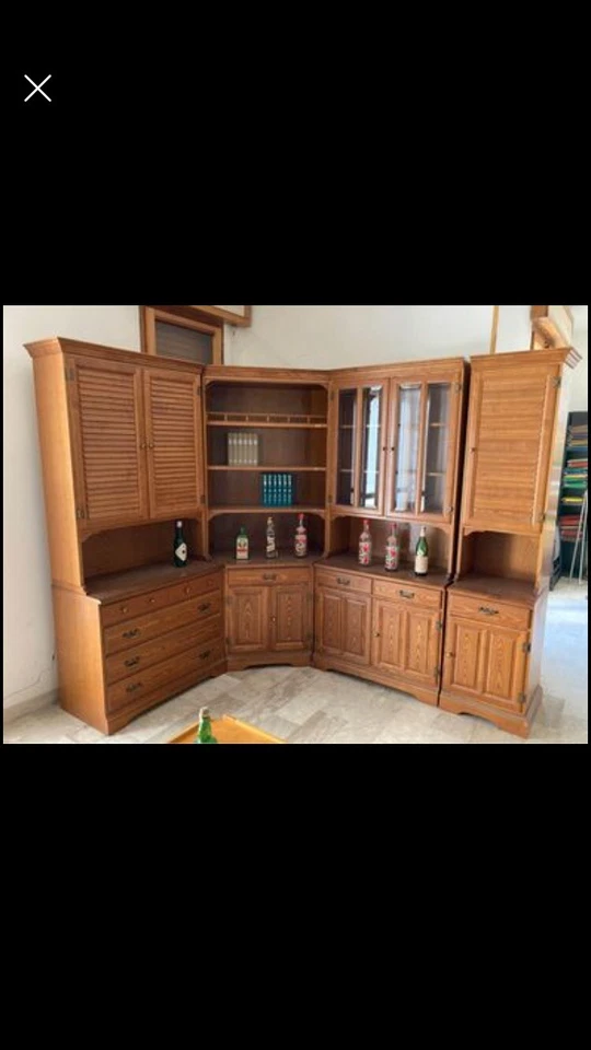 Mobile da soggiorno componibile in castagno massello stile Old America nuovo - Immagine 2 di 4