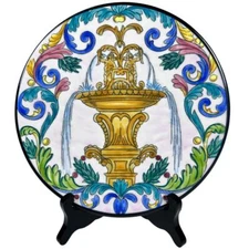 Ceramar Hand Painted Vintage Neo-Classical 9" Wall Plate-Spain-Excellent & Rare!