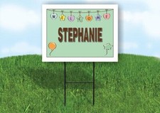 STEPHANIE WELCOME BABY GREEN 18 in x 24 in Yard Sign Road Sign with Stand