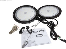 LED High Bay Light 150W 2PCS, 22500 LM with US Plug 5Ft Cable (150LM/W), 5000K D