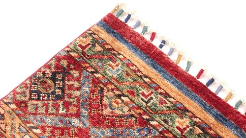 Afghan Ziegler Khorjin Teppich 80x120 Handgeknüpft Rot Gestreift Orient b - Picture 6 of 8