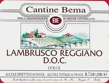 IT4 LABEL LABEL CELLA LAMBRUSCO REGGIANO D.O.C., "BEMA", REGGIO E.