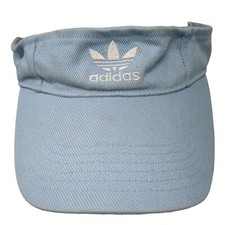Adidas Trefoil Strapback Sun Visor Hat Blue One Size Solid Adjustable