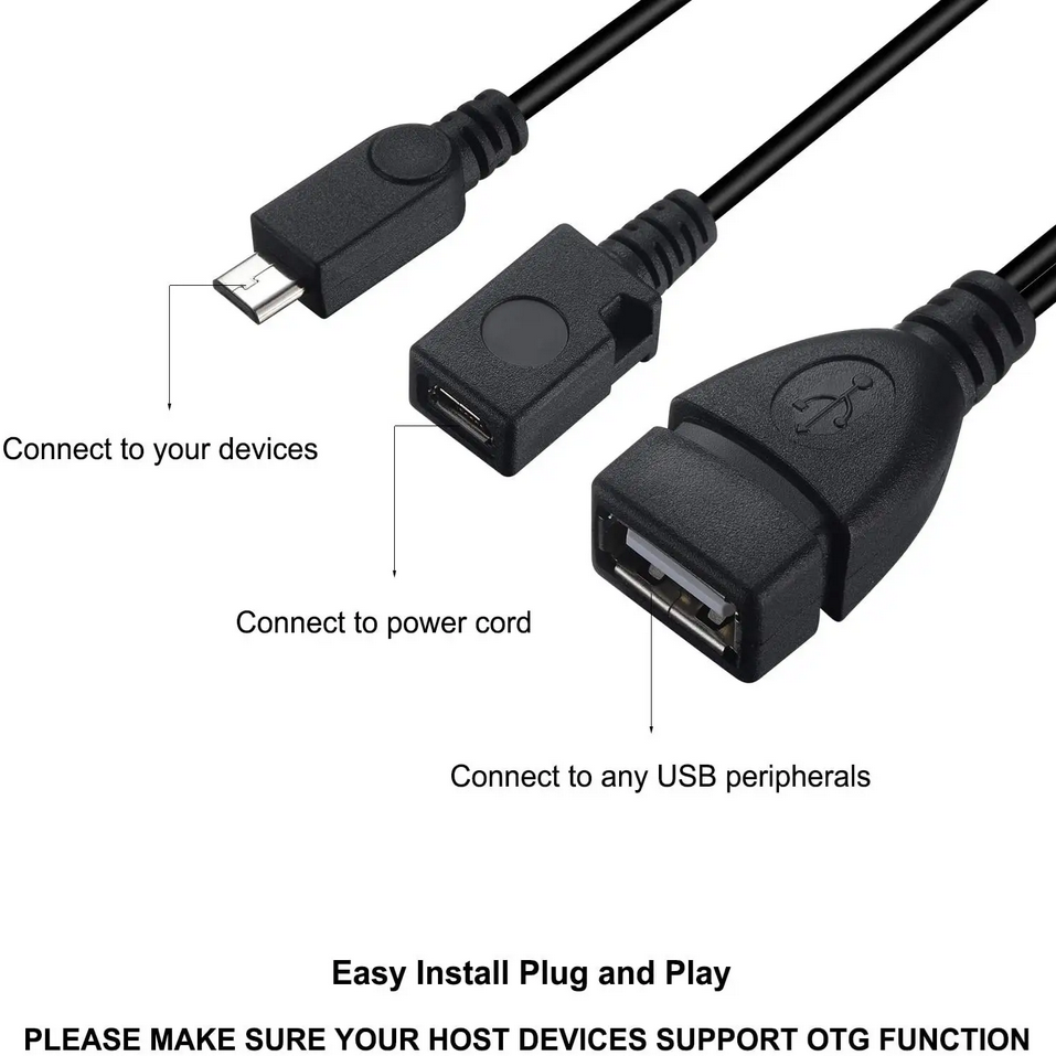 Cavo USB Maschio Femmina Adattatore OTG Micro USB Maschio A USB 2.0 Femmina - Per Huawei, Sony, Smartphone, Colore Bianco Adattatore USB OTG Bianco
