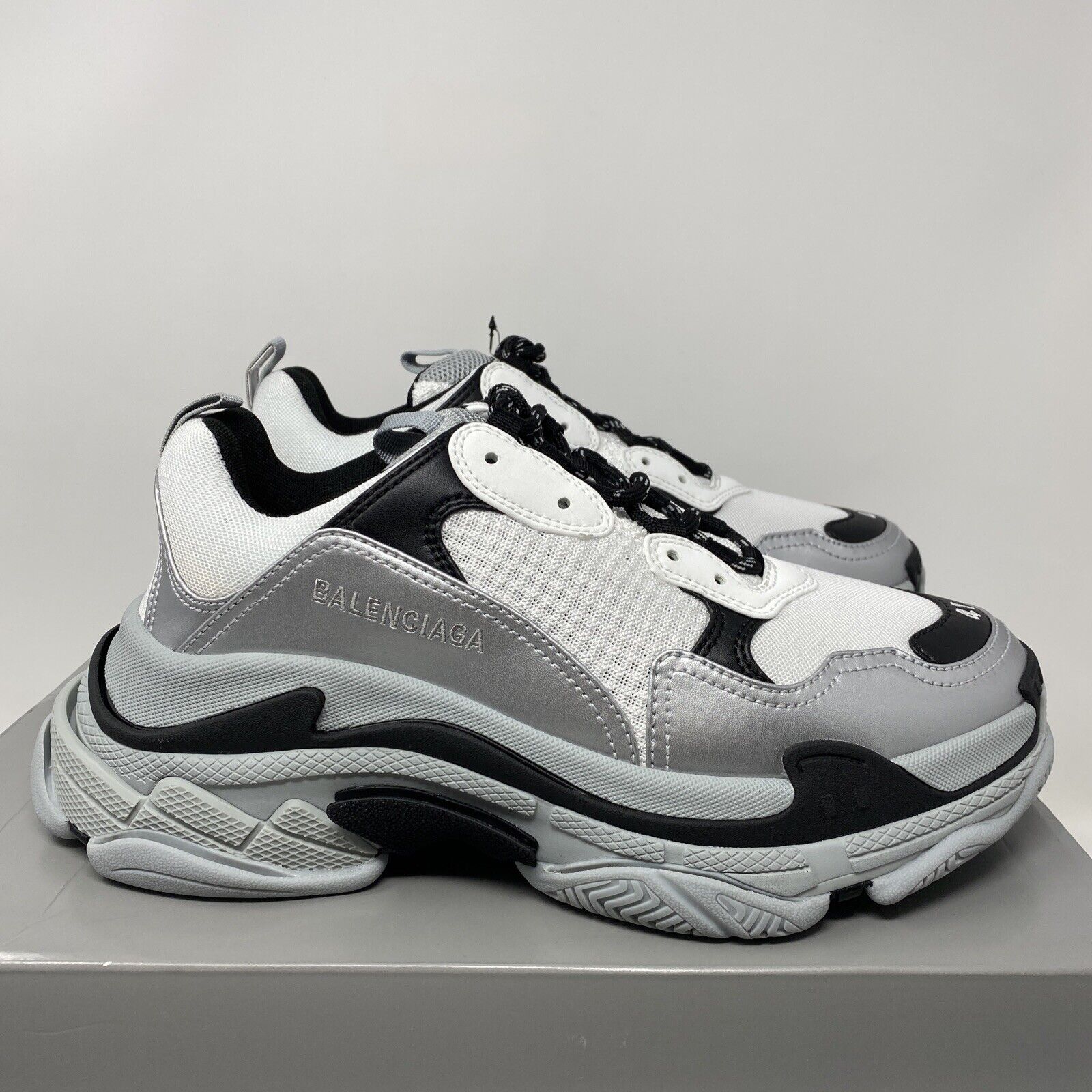 Balenciaga Triple S Sneakers Size 41 EU / 11 US Grey Metallic Black | eBay