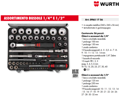 Chiavi A Bussola Set Würth Zebra 1/4 - 34 Pezzi Con Cricchetto, Prolunghe E Bits Per Fai Da Te Cassetta Attrezzi Completa - Foto 2