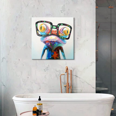 Groovy Wall Art with Frame, Guy Meme Face Laughing Gestures Human  Expression Humor Modern Illustration, Printed Fabric Poster for Bathroom  Living